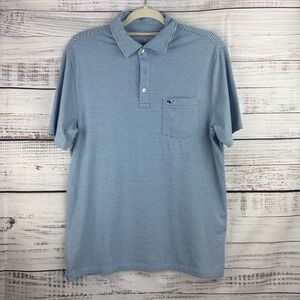 Vineyard Vines Edgartown Polo Shirt Men's Small Aqua Blue Stripe Stretch Golf
